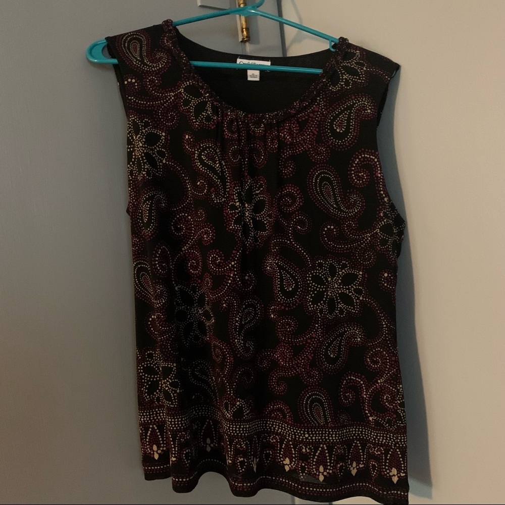 Croft and Barrow size Large tank. Dressy. Nylon layer of black under tank.